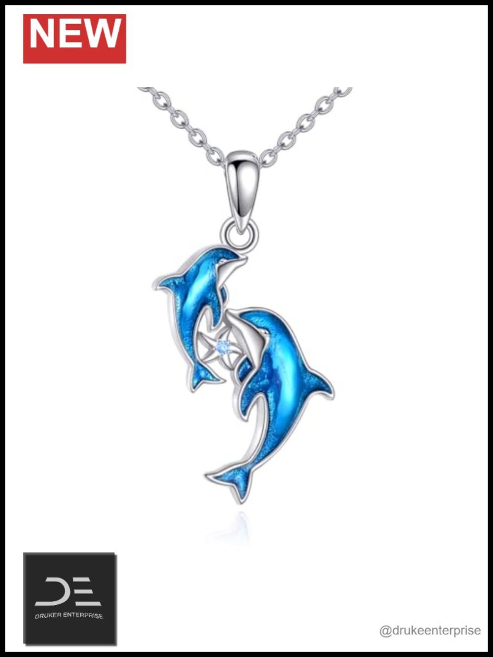 Dolphin Pendant Necklace 925 Sterling Silver Ocean Jewelry Women